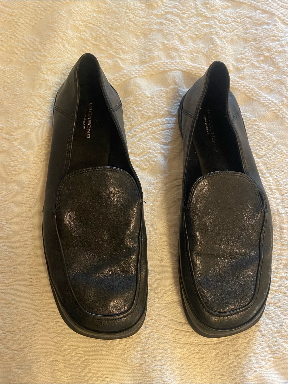 Vagabond Black Leather Women's Slip-On Loafers